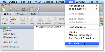 comcast email settings for outlook 2011 mac